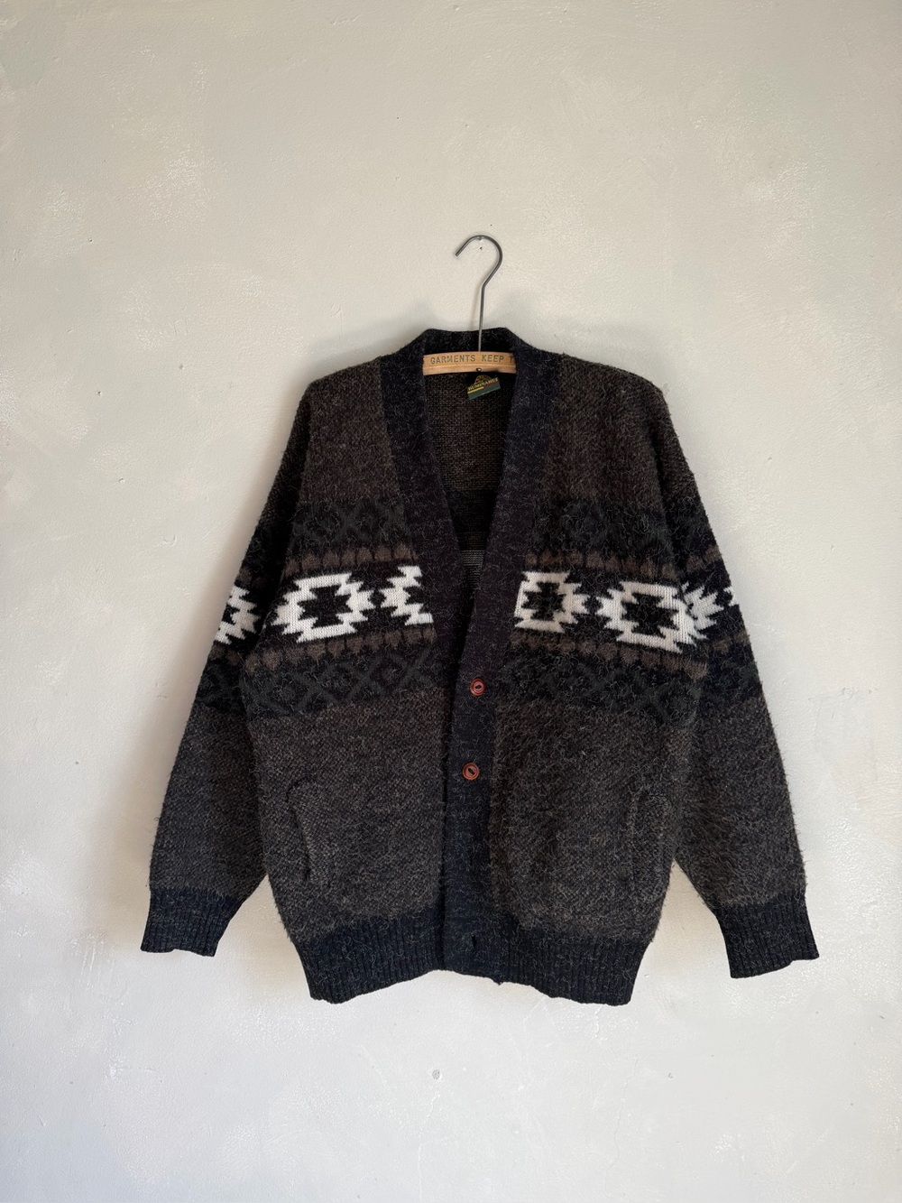 Vintage Ruminahui Aztec knit wool cardigan
